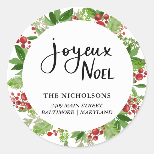 Adesivo Joyeux Noel Wreath Festivo Script | Comemorações (Frente)