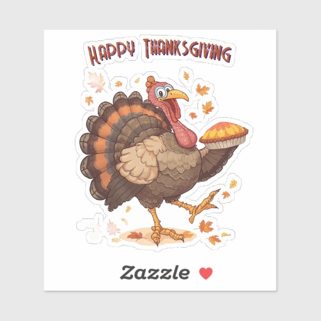 Adesivo Joyful Cartoon Turkey Thanksgiving Sticker (Folha)