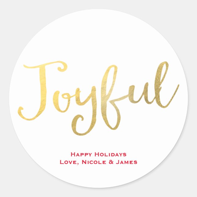 Adesivo JOYFUL Faux Gold Foil Look Holiday Favor (Frente)