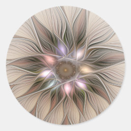 Adesivo Joyful Flower Abstract Beige Brown Floral Fractal