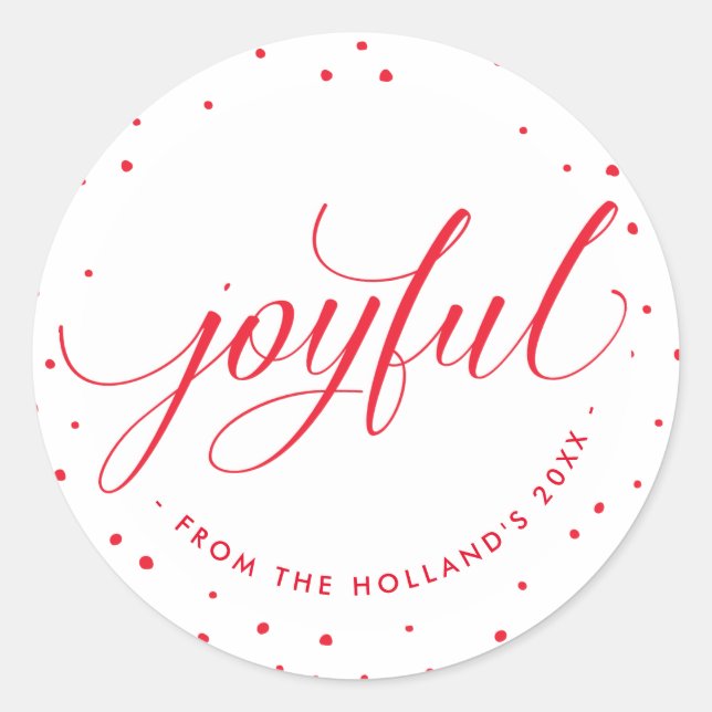 Adesivo JOYFUL HOLIDAY SEAL na moda caligrafia vermelha (Frente)