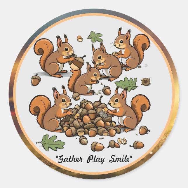 Adesivo "Joyful Nut Gathering Squirrels" (Frente)