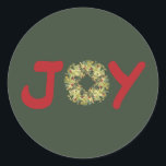 Adesivo Joyous Light Hearted Wreath Christmas Stickers<br><div class="desc">Ajude a espalhar alegria, conforto, calor, e boa alegria com este adesivo de Natal. Perfeito para artesanato, selos de envelope ou diversão em uma família ou reunião de negócios. As crianças também os amam! As mortes de Natal são circulares e feitas de vergreens para representar a vida eterna. São um...</div>
