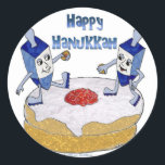 Adesivo Judaica Happy Hanukkah Dançando Dreidels Doughnut<br><div class="desc">Você está vendo The Lee Hiller Designs Collection of Home and Office Decor,  Roupa,  Gifts and Coleções. As Designs incluem Lee Hiller Photoographic e Mixed Media Digital Art Collection. Você pode ver sua fotografia da Nature em http://HikeOurPlanet.com/ e seguir seu blog de caminhada no Hot Primavera National Park.</div>