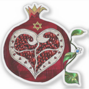 Adesivo Judaica Pomegranate Heart Hanukkah Rosh Hashanah