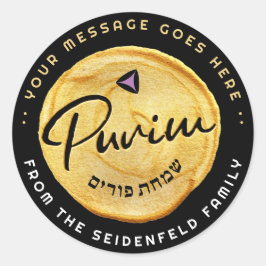 Adesivo Judeu Hebraico Purim Mishloach Manot Dourado