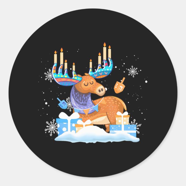 Adesivo Judeu Moose Engraçado Hanukkah Moose Meninas de Pi (Frente)