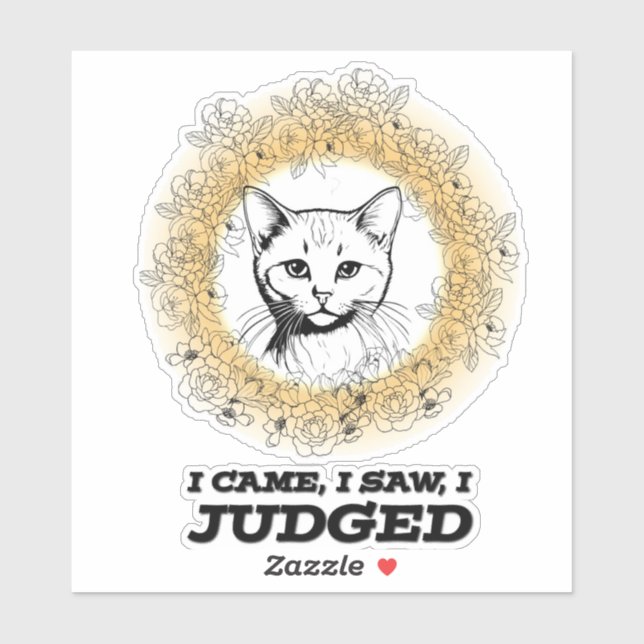 Adesivo Judgy Cat Floral Design – I Came I Saw I Judged (Folha)