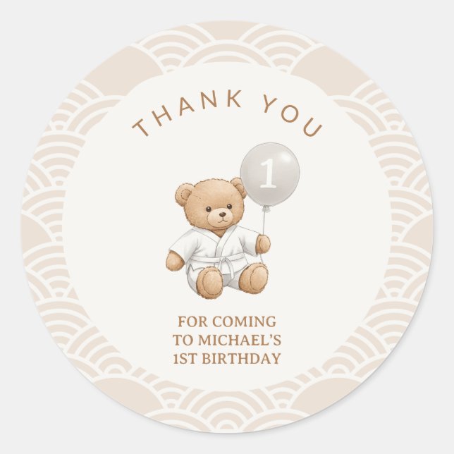 Adesivo "Judo Bear’s First Belt" – 1st Birthday White Belt (Frente)