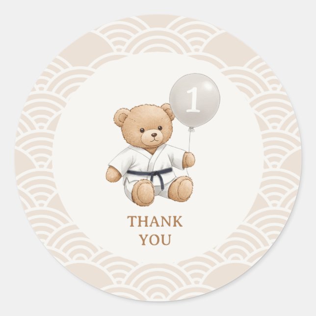Adesivo Judo Bear Turns One" – 1st Birthday 【Black-belt】 (Frente)