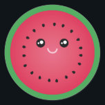 Adesivo Juicle Watermelon Slice Cute Kawaii Funny Foodie<br><div class="desc">Este design apresenta um em melão fofo e melancia suculenta de kawaii.</div>