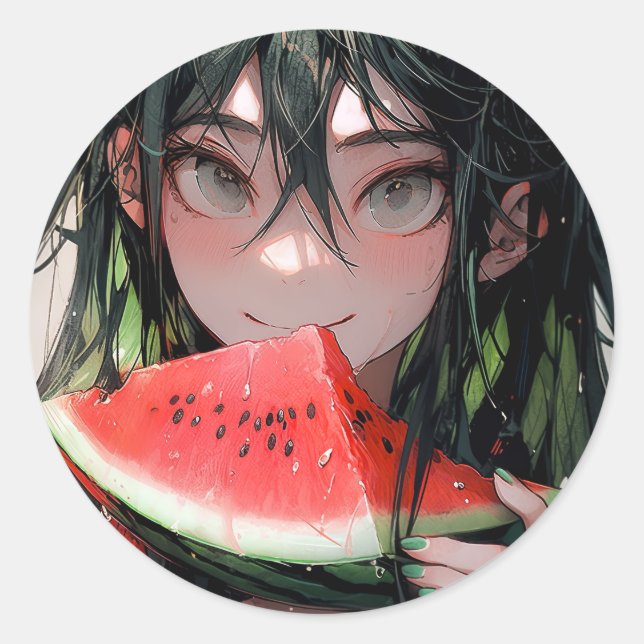 Adesivo Juicy Summer Watermelon Anime Girl (Frente)