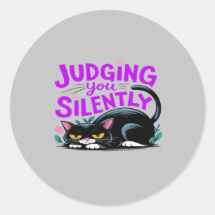 Adesivo Julgando Você Silenciosamente - Gato Engraçado