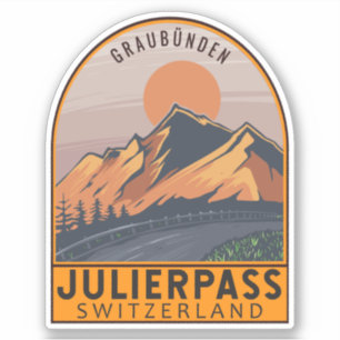 Adesivo Julier Pass Suiça Retro Viagem Emblem