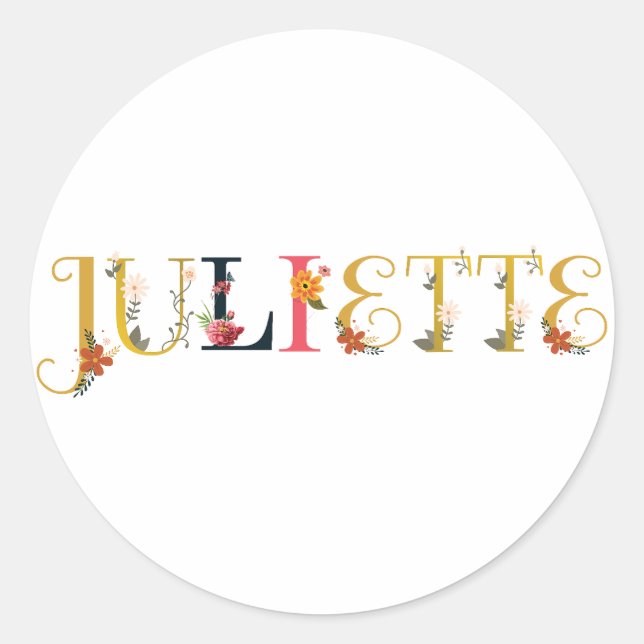 Adesivo JULIETTE Nome Elegante Bordado (Frente)
