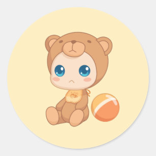 Adesivo Jumpsuit do urso da menina do bebé no amarelo