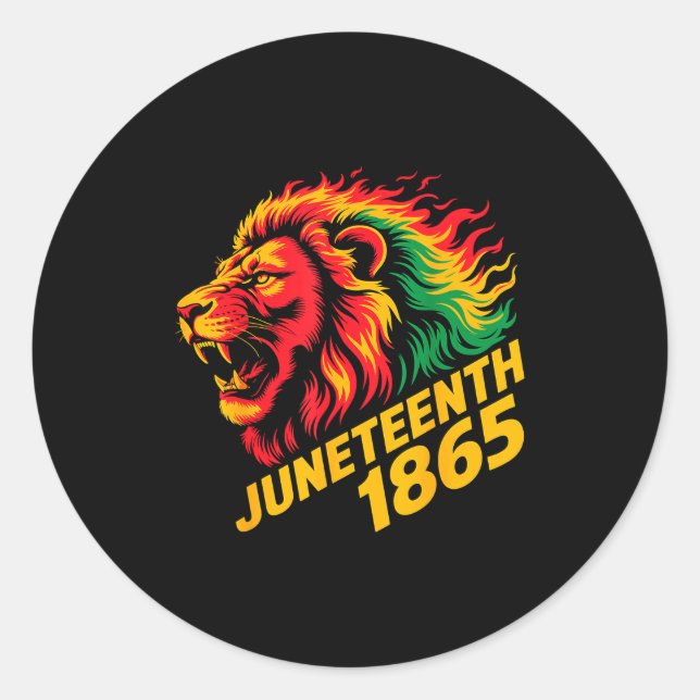 Adesivo Juneteenth 1865 leão rasta  (Frente)