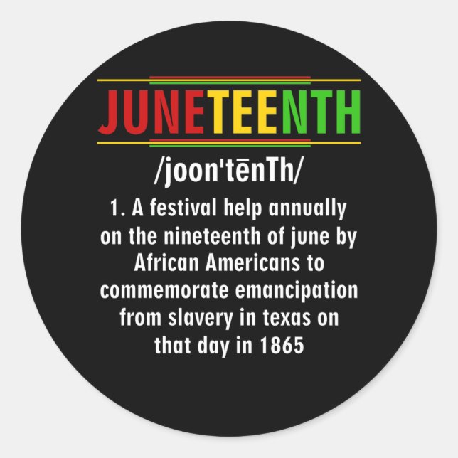 Adesivo Juneteenth Definition Black history Juneteenth (Frente)