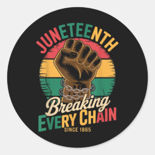 Adesivo Juneteenth quebrando todas as correntes desde 1865
