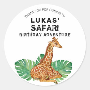 Adesivo Jungle Safari Giraffe Aniversário Obrigado
