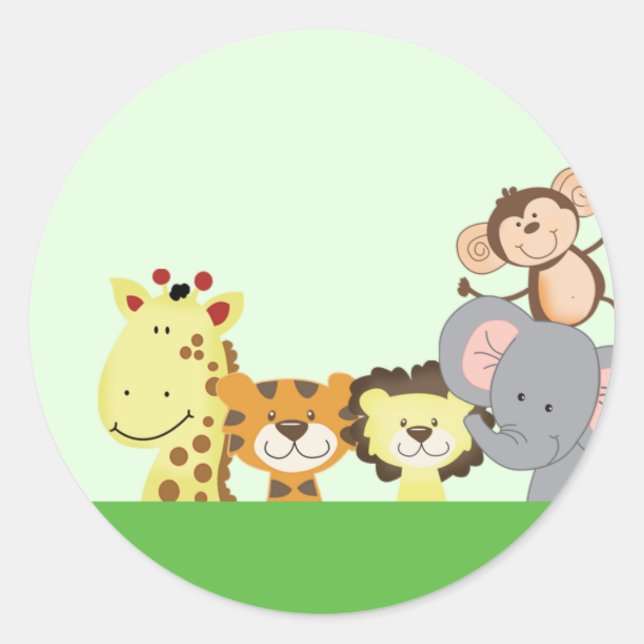 Adesivo JUNGLE ZOO PARTITY Envelope Seals - Verde (Frente)