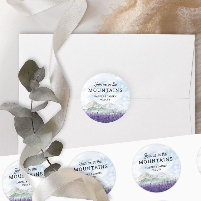 Adesivo Junte-se a nós no Casamento do Vale da Lavanda das (Join us in the Mountain wedding stickers from my Mountain Lavender Wedding Collection)