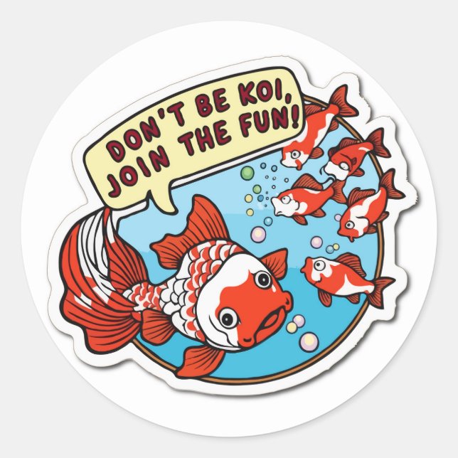 Adesivo Junte-se ao Partido Aquático - Peixe Koi Bonito e  (Frente)