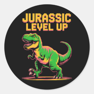 Adesivo Juric Level Up Pixel Dinossauro Aniversário Gamer 