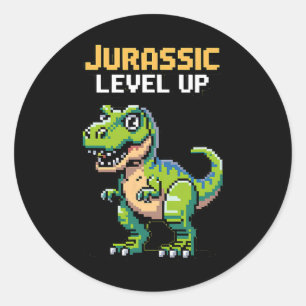 Adesivo Juric Level Up Pixel Dinossauro Retro Gamer 