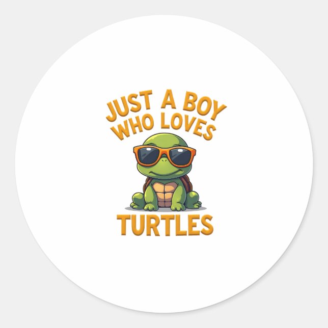 Adesivo Just a boy who loves turtles Children boy (Frente)