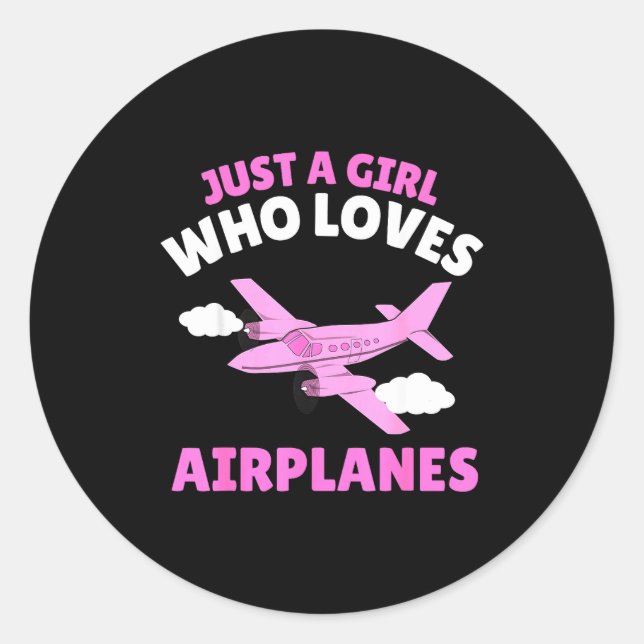 Adesivo Just A Girl Who Loves Airplanes Kids Toddler Baby  (Frente)