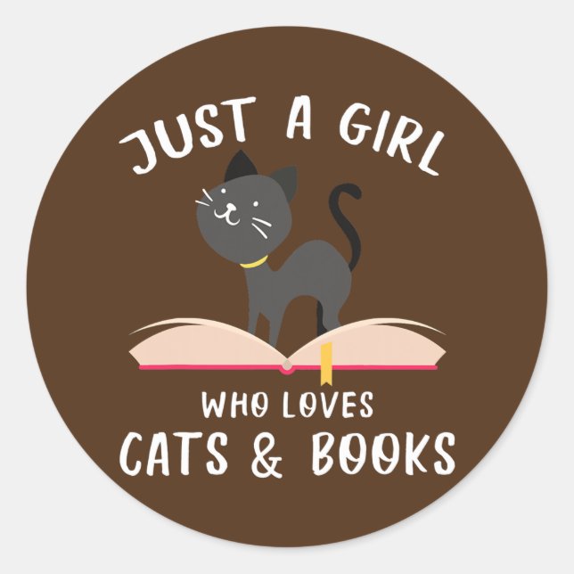 Adesivo Just A Girl Who Loves Cats And Books Funny (Frente)