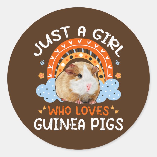 Adesivo Just A Girl Who Loves Guinea Pigs Cute Flowers (Frente)