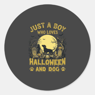 Adesivo Just Boy Who Loves Halloween Dog Full Moon