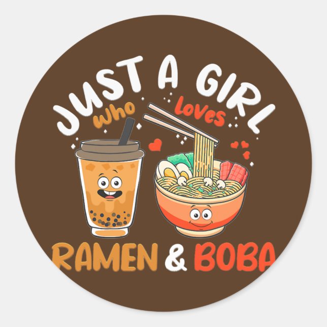 Adesivo Just Girl Who Loves Ramen and Boba Kawaii (Frente)