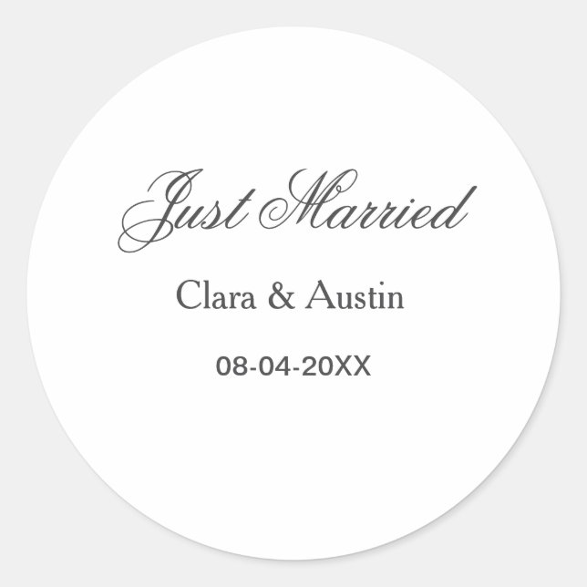 Adesivo Just Married add couple name date year wedding sim (Frente)