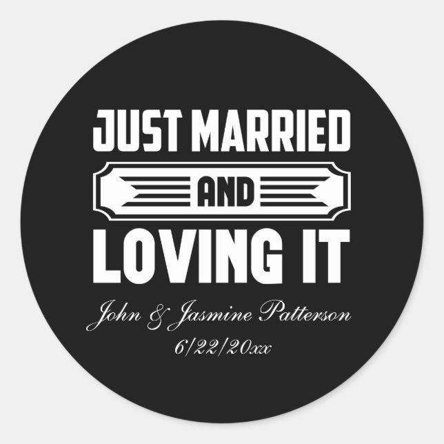 Adesivo Just Married add names Date Wedding  (Frente)