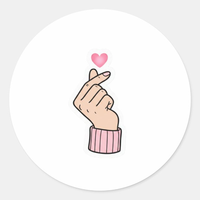 Adesivo K-Pop Finger Heart - Cute Pink Aesthetic Sticker (Frente)