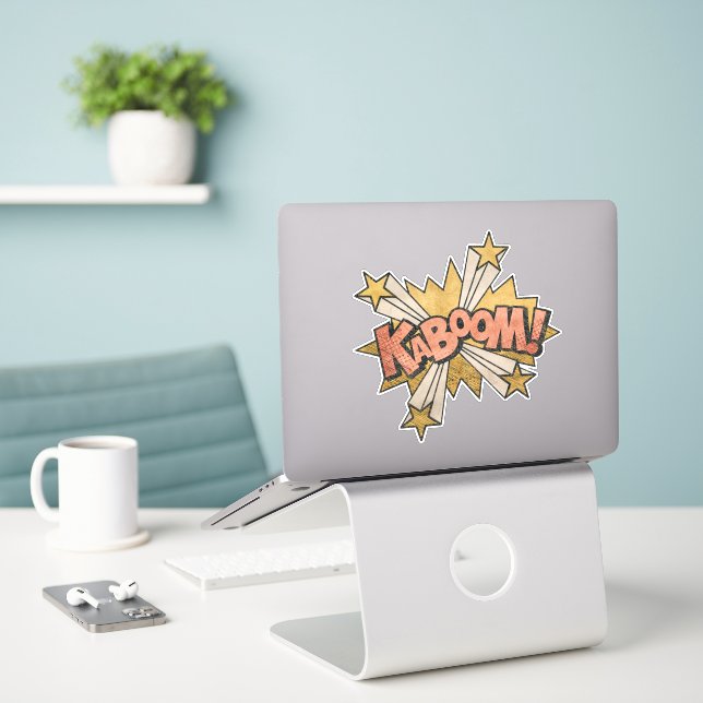 Adesivo KABOOM! Vintage Comic Book Steampunk Pop Art (Laptop na mesa)