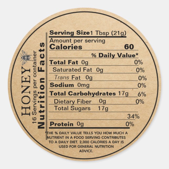 Adesivo Kaft Honey Jar Mini Nutrition Lid Label Bee (Frente)