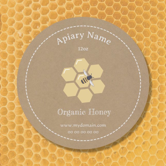 Adesivo Kaft Rustic Honey Jar Label Sticker for Bekeeper (Kraft & Rustic Honey Jar Label)