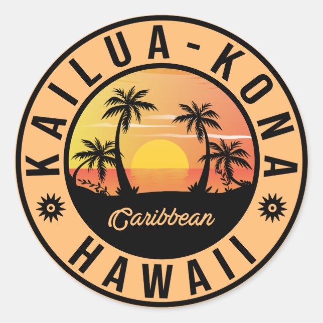 Adesivo Kailua Kona Hawaii Retro Sunset 60 Souvenirs (Frente)