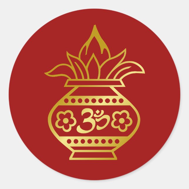 Adesivo Kalash Indiano com Sinal Om (Frente)