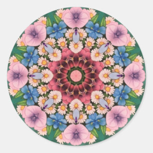 Adesivo ~ Kaleidoscópio Branco Cor-de-rosa Azul~