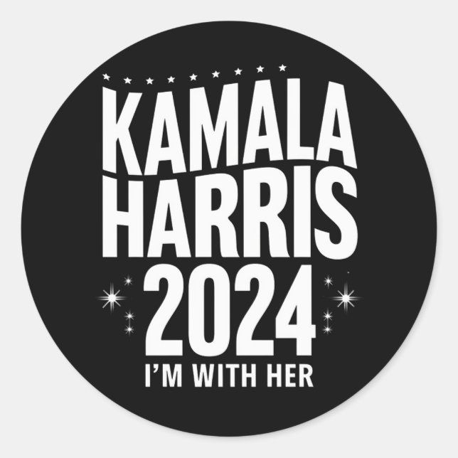 Adesivo Kamala 2024 Apoio que estou com Kamala Harris (Frente)