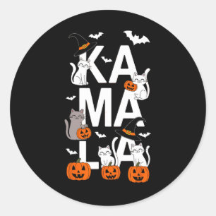 Adesivo Kamala Halloween Cat Pumpkin Witch Hat Lover Kamal
