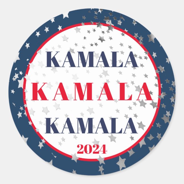 Adesivo Kamala Harris 2024 Suporte Red White Blue (Frente)