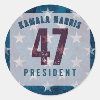 Adesivo Kamala Harris 47º Presidente. Arredondada