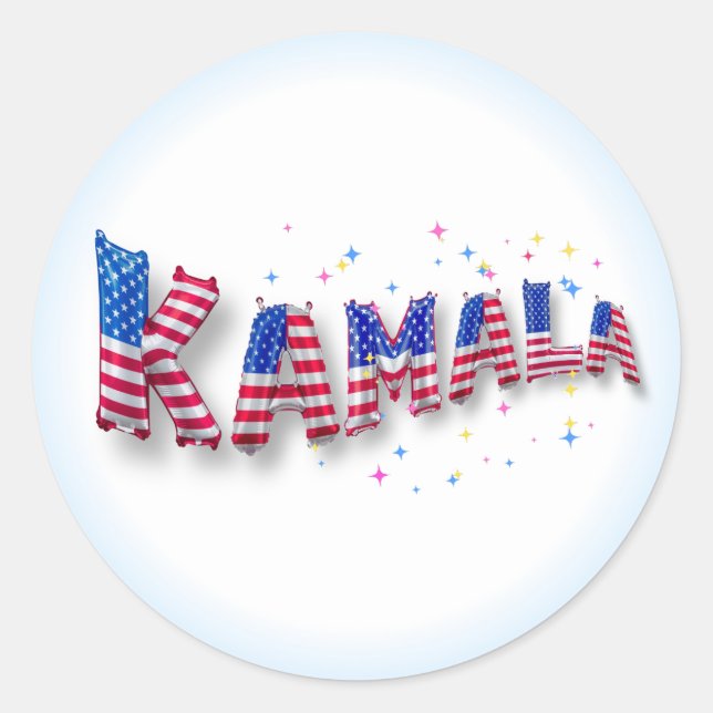 Adesivo Kamala Harris Cute American Flag Balloon Alphabets (Frente)
