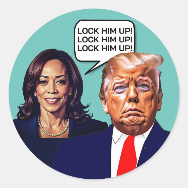 Adesivo Kamala Harris diz trump up (Frente)